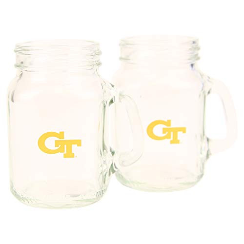 NCAA 4oz Mini Mason Jar Cordial Shot Glass 2-Pack -Georgia Tech yellow Jackets