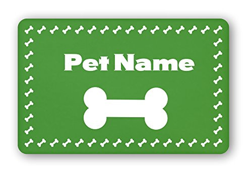 Triangle Dreamz Personalized Bones Pet Food Mat -Irish Green-