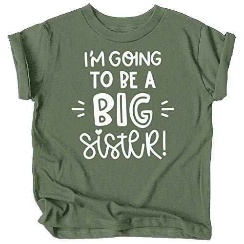 Olive Loves Apple Big Sister New Baby Reveal Im Going to Be A Big Sister New Sibling Announcement T-Shirts and Raglans White on Military Green Shirt 5-6 Olive Loves Apple Big Sister New Baby Reveal Im Going to Be A Big Sister New Sibling Announcement T-Shirts and Raglans White on Military Green Shirt 5-6