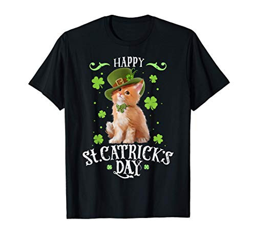 Happy St Catricks Day Funny Cat St Patricks Day Women Kids T-Shirt