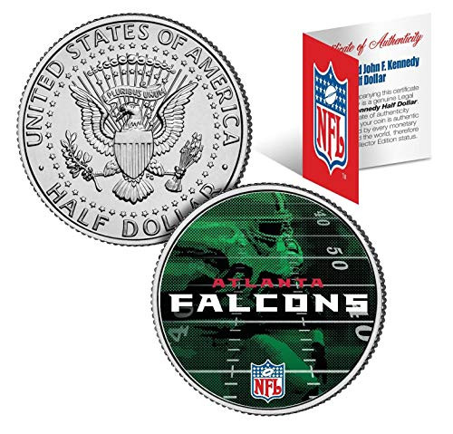Merrick Mint Falcons NFL Licensed John F. Kennedy Half Dollar COA  and  Display Stand