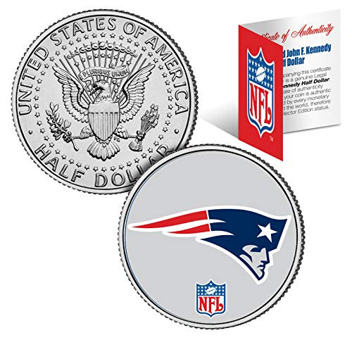 Merrick Mint Patriots NFL Logo Licensed John F. Kennedy Half Dollar COA  and  Display Stand