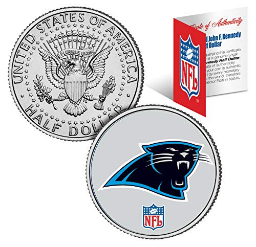 Merrick Mint Panthers NFL Logo Licensed John F. Kennedy Half Dollar COA  and  Display Stand