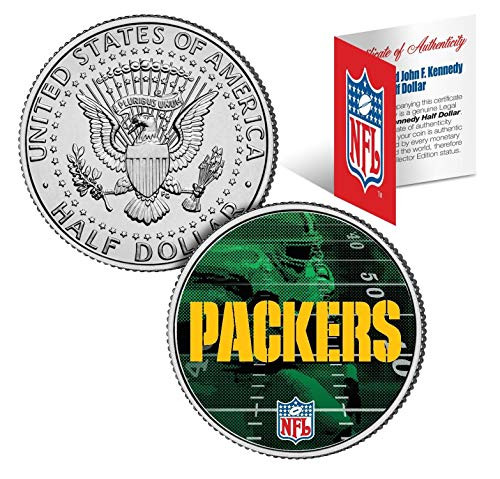 Merrick Mint Packers NFL Licensed John F. Kennedy Half Dollar COA  and  Display Stand