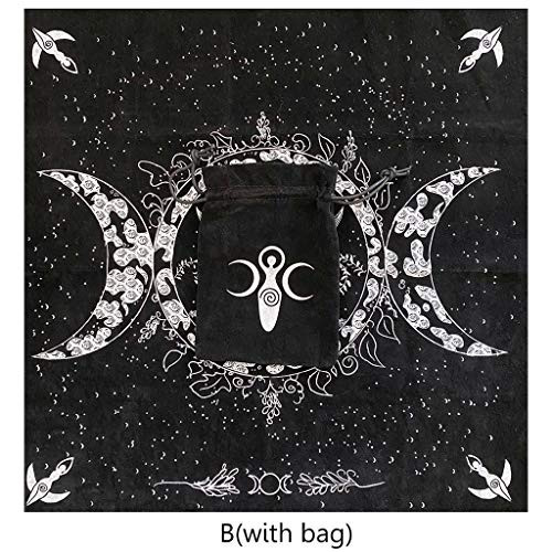 MALLdor Altar Tarot Cloth Triple Goddess Moon Phases Astrology Tarot Tablecloth 49cmx49cm