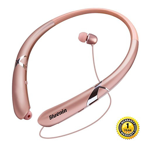 Bluetooth Headphones Bluenin Neckband Retractable Wireless Headphones Sports Sweatproof Earbuds Noise Cancelling Earphone w/Mic for Cellphones (rose gold) Bluetooth Headphones Bluenin Neckband Retractable Wireless Headphones Sports Sweatproof Earbuds Noise Cancelling Earphone w/Mic for Cellphones (rose gold)