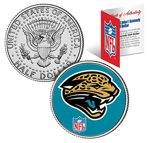 Merrick Mint Jaguars NFL Logo Licensed John F. Kennedy Half Dollar COA  and  Display Stand