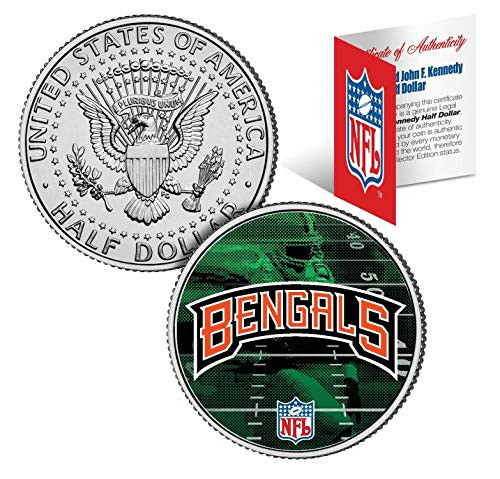 Merrick Mint Bengals NFL Licensed John F. Kennedy Half Dollar COA  and  Display Stand