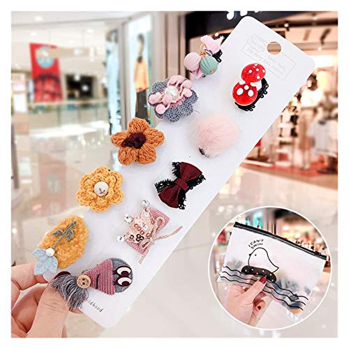 Hair Clips 5/10Pcs/Set New Girls Cute Cartoon Fruit Flower Hair Clips Children Baby Knitting Plush Soft Hairpins Kids Hair Accessories -Color  Yellow Flower 10 Pcs-