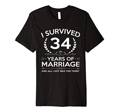 34th Wedding Anniversary Gifts Couples Husband Wife 34 Years Premium T-Shirt