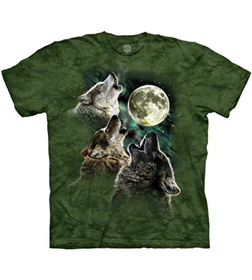 The Mountain Three Wolf Moon Adult T-Shirt Green XL