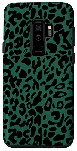 Galaxy S9 Plus Black Leopard Print Cheetah Skin Pattern Ultramarine Green Case