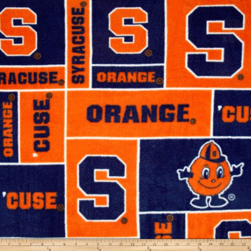 Sykel Enterprises Orange/Blue Collegiate Fleece Syracuse University Fabric by The Yard