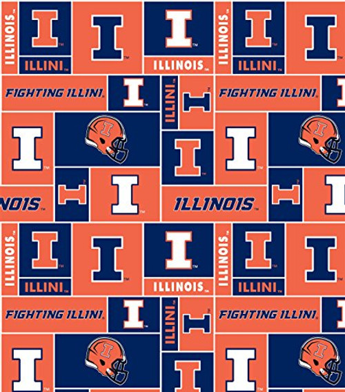 College University of Illinois Fighting Illini Print Fleece Fabric By the Yard College University of Illinois Fighting Illini Print Fleece Fabric By the Yard