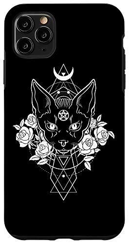 iPhone 11 Pro Max Occult Sacred Geometry Wiccan Pagan Pentagram Cat Satanic Case