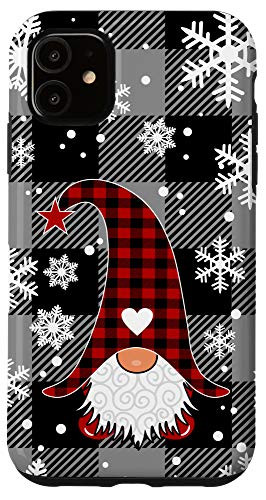 iPhone 11 Gnomes Buffalo Plaid Christmas Snowflakes Gift Santa Case