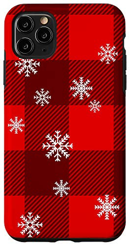 iPhone 11 Pro Max Christmas Phone Case Red Christmas Plaid Snowflake Case