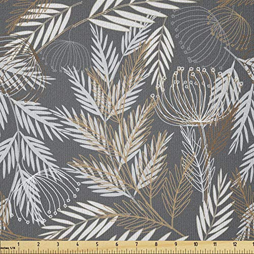 Ambesonne Vintage Fabric by The Yard Flourishing Plants with Rustic Branches Leaves Nostalgic Rural Field Art Stretch Knit Fabric for Clothing Sewing and Arts Crafts 1 Yard Coconut Brown