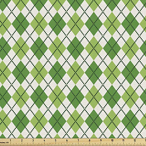 Ambesonne Irish Fabric by The Yard Classical Argyle Diamond Line Pattern with Crosswise Lines Old Fashioned Decorative Fabric for Upholstery and Home Accents 1 Yard Green White Ambesonne Irish Fabric by The Yard Classical Argyle Diamond Line Pattern with Crosswise Lines Old Fashioned Decorative Fabric for Upholstery and Home Accents 1 Yard Green White