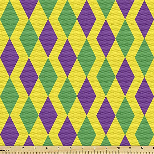 Ambesonne Green and Purple Fabric by The Yard Mardi Gras Themed Abstract Geometric Pattern with Rhombuses Decorative Fabric for Upholstery and Home Accents 1 Yard Yellow Violet Ambesonne Green and Purple Fabric by The Yard Mardi Gras Themed Abstract Geometric Pattern with Rhombuses Decorative Fabric for Upholstery and Home Accents 1 Yard Yellow Violet