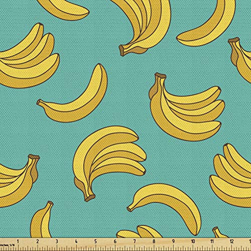 Ambesonne Yellow and Blue Fabric by The Yard Tropical Bananas Pattern in Vivid Tones Exotic Style Palm Summer Graphic Decorative Fabric for Upholstery and Home Accents 1 Yard Yellow Teal Ambesonne Yellow and Blue Fabric by The Yard Tropical Bananas Pattern in Vivid Tones Exotic Style Palm Summer Graphic Decorative Fabric for Upholstery and Home Accents 1 Yard Yellow Teal