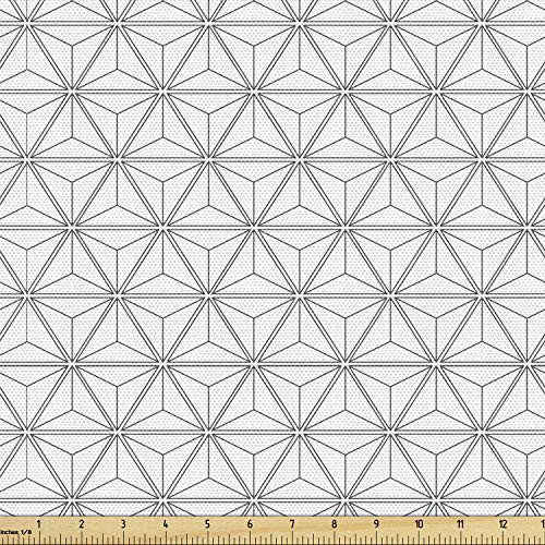 Ambesonne Geometric Fabric by The Yard Lines Stripes Crossing in Hexagonal Design with Triangles Modern Art Print Decorative Fabric for Upholstery and Home Accents Black and White