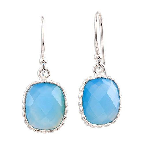 NOVICA Chalcedony .925 Sterling Silver Dangle Earrings Delhi Sky