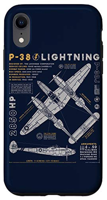 iPhone XR P-38 Lightning - Vintage P38 Fighter Aircraft - WW2 Aviation Case