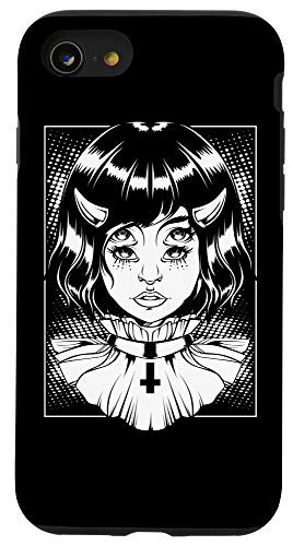 iPhone SE -2020- / 7 / 8 Horned Devil Girl Satanic Halloween Glitch Goth Occult Satan Case