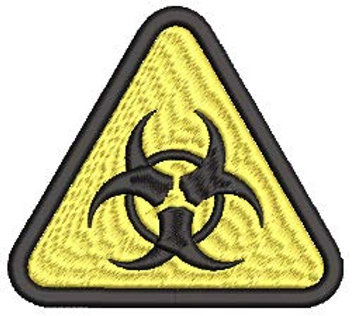Iron on/Sew On Patch Applique Simple Yellow Triangle Sign Symbol Icon - Biohazard Embroidered Design -Iron On Back Medium -5 inch Wide x 4.5 inch Tall-- Iron on/Sew On Patch Applique Simple Yellow Triangle Sign Symbol Icon - Biohazard Embroidered Design -Iron On Back Medium -5 inch Wide x 4.5 inch Tall--