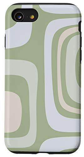 iPhone SE -2020- / 7 / 8 Retro Midcentury Modern Abstract Aesthetic Pattern in Sage Case