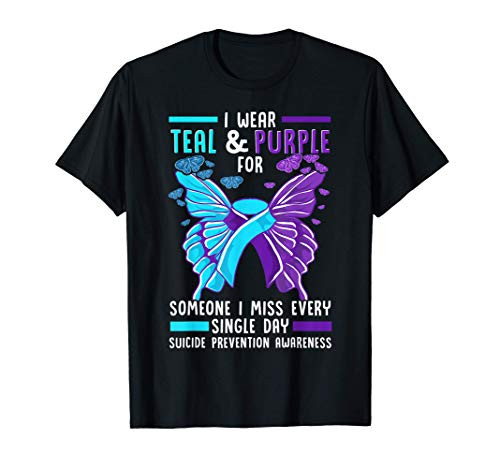 Teal and Purple Ribbon Suicide Prevention Awareness T-Shirt