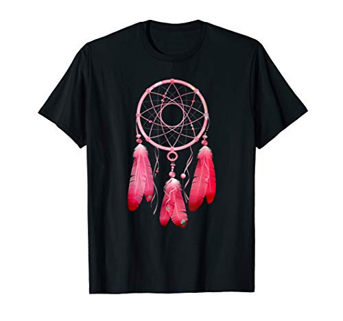Pink Dreamcatcher Feathers Native American Indian Tribal Art T-Shirt