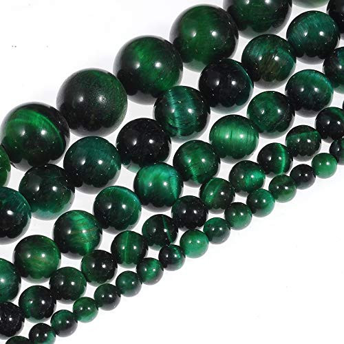 Natural Stone Beads 10mm Green Tiger Eye Beads Gemstone Round Loose Beads Crystal Energy Stone Healing Power for Jewelry Making DIY1 Strand 15 inch
