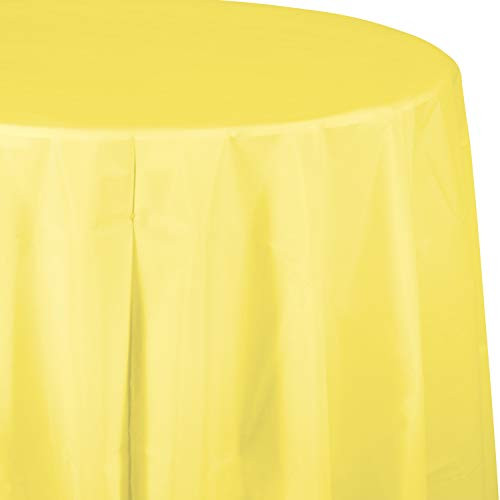 Mimosa Yellow Round Plastic Tablecloths 3 ct