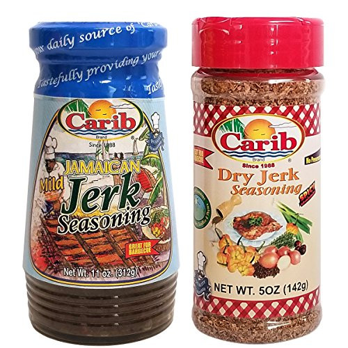Carib Mild Jamaican Jerk Seasoning 11 Ounce with Dry Jerk Rub 5 Ounce -Pack of 2- Carib Mild Jamaican Jerk Seasoning 11 Ounce with Dry Jerk Rub 5 Ounce -Pack of 2-