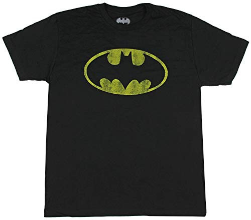 DC Comics Mens Batman Basic Logo T-Shirt -Distressed Black X-Large-