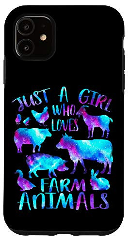 iPhone 11 Just a Girl Who Loves Farm Animals - Galaxy Cows Pigs Goats Case
