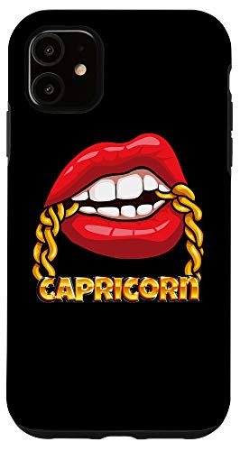 iPhone 11 Juicy Lips Gold Chain Capricorn Zodiac Sign Case