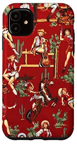 iPhone 11 Cowgirl Country West Western Southwestern Cactus Retro Pinup Case