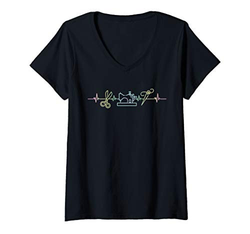 Womens Sewing Machine Funny Sew Quilting Quilter Seamstress Sewer V-Neck T-Shirt Womens Sewing Machine Funny Sew Quilting Quilter Seamstress Sewer V-Neck T-Shirt