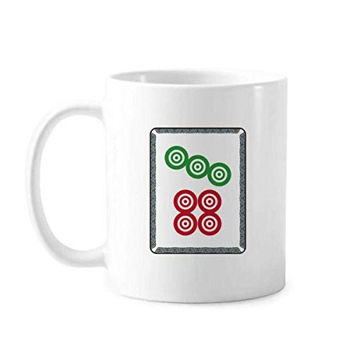 Mahjong Circle Dots 7 Tile Pattern Mug Pottery Ceramic Coffee Porcelain Cup Tableware