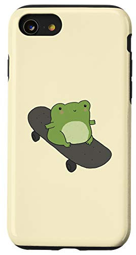 iPhone SE -2020- / 7 / 8 Cute Frog on Skateboard - Kawaii Cottagecore Aesthetic Case