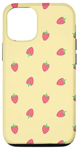 iPhone 12/12 Pro Strawberries Kawaii Cute Pastel Lemon Yellow Aesthetic Case