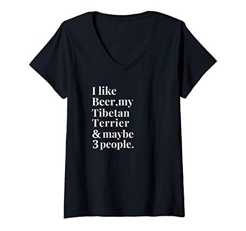 Womens Tibetan Terrier Owner Funny Craft Beer Lover Gift Women Men V-Neck T-Shirt