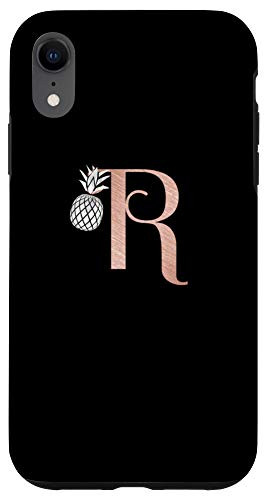 iPhone XR Letter B rose pink monogram phone case pineapple initial B Case