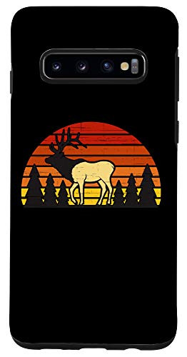 Galaxy S10 Elk Evergreen Trees Half Circle Sunset Case