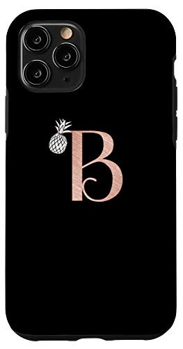 iPhone 11 Pro Letter B rose pink monogram phone case pineapple initial B Case