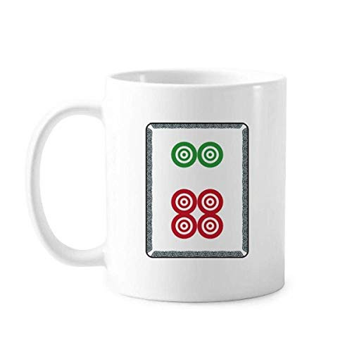 Mahjong Circle Dots 6 Tile Pattern Mug Pottery Ceramic Coffee Porcelain Cup Tableware