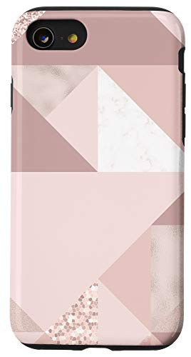 iPhone SE -2020- / 7 / 8 Rose Color Geometric Triangles Abstract Design Case